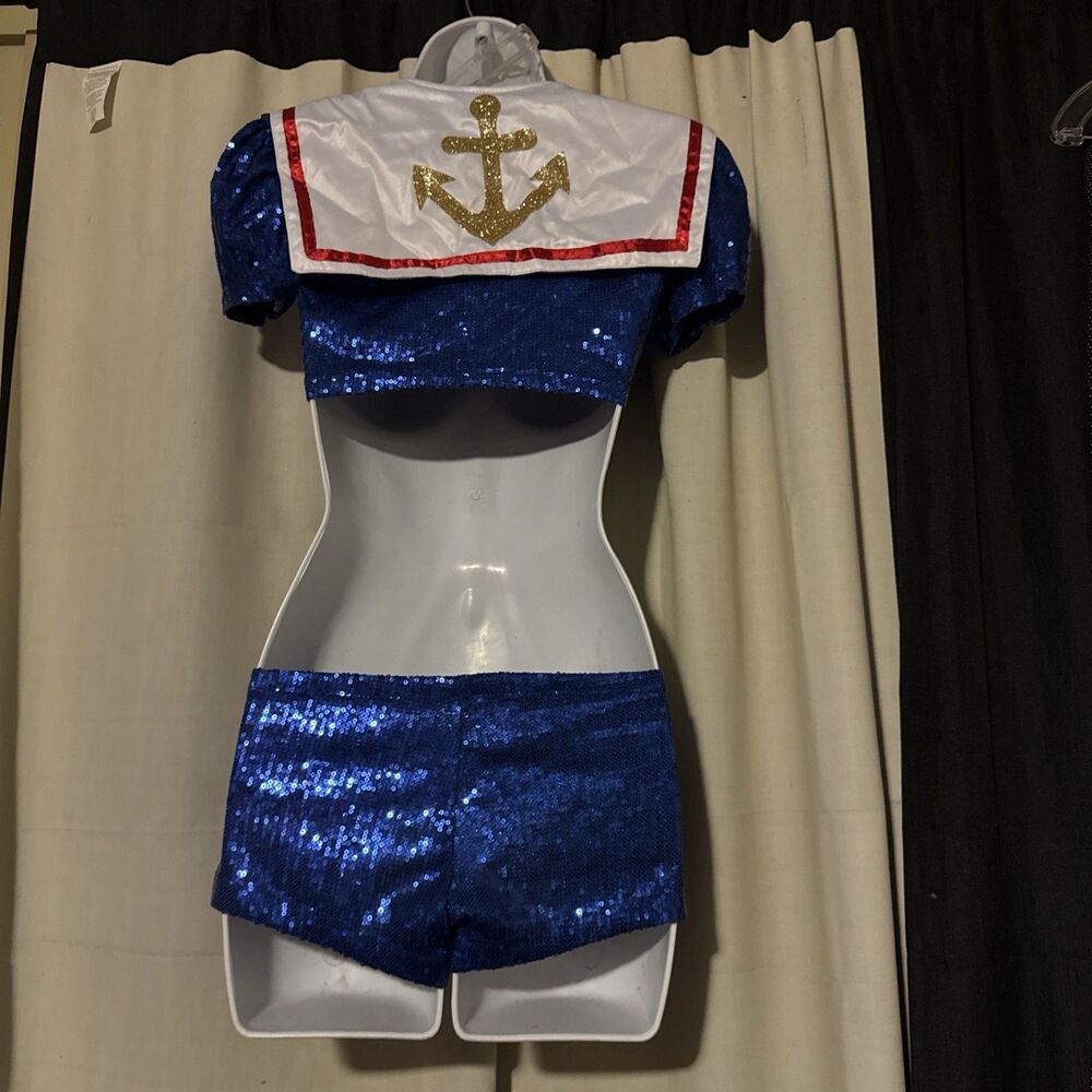 Leg Avenue Sexy Blue Sequin Sailor Cosplay Costume Women Size Small - Picture 2 of 2